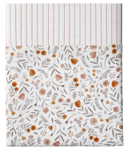 Bettlaken + Kissenbezug 100 % bedruckter Baumwollperkal orangen Blüten