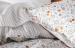 Drap de lit plat + taie d'oreiller 100% coton percale imprimé fleurs oranges