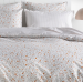 Drap de lit plat + taie d'oreiller 100% coton percale imprimé fleurs oranges