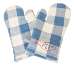 2 Kitchen glove 17x33 cm quilted dyed woven cotton fish embroidered