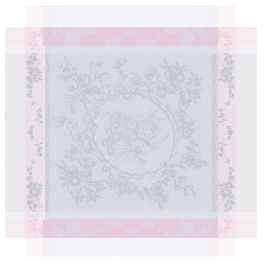 Serviette de table 54x54 cm 100% coton 220 gr/m² médaillons de fleurs roses