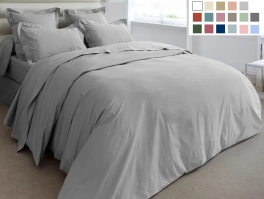 Housse couette + taie 100% coton peigné percale easy care, 80 fils/cm²