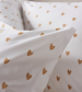 Housse de couette + taies 65x65 cm Coeurs d'or 100% coton flanelle