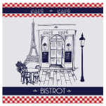 Hand towel 50x50 cm Bistro in Paris 100% cotton jacquard