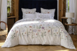 Housse couette +  taies 65x65 fleurs 100% coton percale BIO easy care
