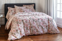Duvet cover+ pillowcase roses and foliage 100%  combed cotton percale
