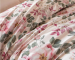 Housse couette + taies 65x65 roses et feuillages 100% coton percale easy care