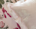 Housse couette + taies 65x65 roses et feuillages 100% coton percale easy care