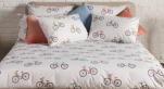 Bettbezug + Kissenbezug 65x70 cm Fahrrad 100% Baumwolle