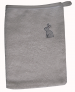 Washandje 15x20 cm geborduurde grijze konijn 100% katoen