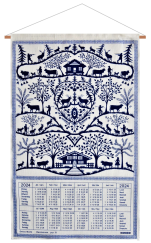 Calendar Kreier 2024 Ascent mountain, blue and white, pure linen, 69 x 41 cm