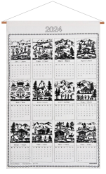 Calendar Kreier 2024 Months of the year pure linen, 69 x 41 cm.