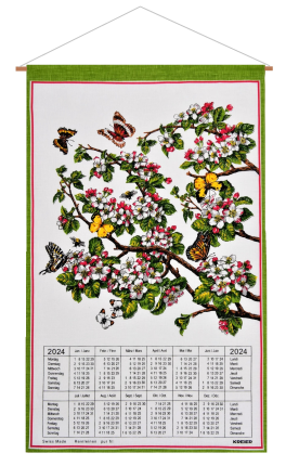 Kalender Kreier 2024 Kersenbloesems, zuiver linnen, 69 x 41 cm