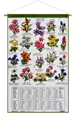 Calendar Kreier 2024 Wild protected flowers, pure linen, 69 x 41 cm