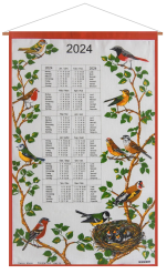 Calendar Kreier 2024 Birds, pure linen, 69 x 41 cm