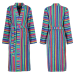 Kimono-Bademantel 100% mehrlagiger Frottee-Baumwolle blau/grün +/- 120 cm lang