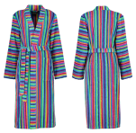 Peignoir kimono 100% coton éponge multilignes vert/bleu +/- 120 cm de long