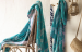 Drap de plage 100x180 Tropique turquoise 100% coton éponge Jacquard + velours