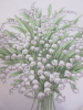 Handkerchief Bouquet de Lily of the Valley 31x31 cm irinted, hand-rolled Lehner