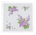 Lilac handkerchief 31x31 cm 100% white cotton printed and hand-rolled, Lehner