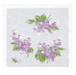 Lilac handkerchief 31x31 cm 100% white cotton printed and hand-rolled, Lehner