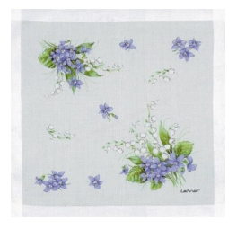 Lily of the Valleys and Bellflowers handkerchief 31x31 100% cotton Lehner