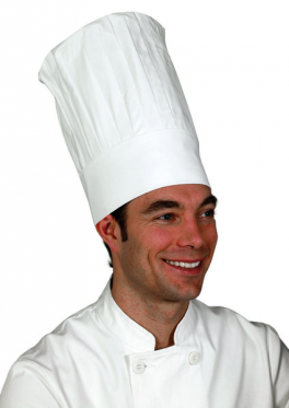 Chef's hat  TB 100% cotton adjustable by 8 cm velcro HB : 9 cm, TH : 36 cm