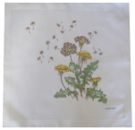 Dandelions zakdoek   31x31 cm katoen bedrukt en handgerold, Lehner