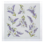 Handkerchief Lavender and daisies 31x31 cm cotton hand rolled Lehner