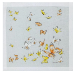 Mouchoir L'envolée de papillons 31x31 cm coton imprimé et roulé main Lehner