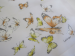 The flight of butterflies handkerchief 31x31 cotton printed  hand rolled Lehner