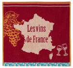 Essuie cuisine ou essuie main 50x50 cm Les vins de France 100% coton jacquard