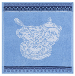 Handdoek 50X50 cm wit en blauw servies 100% katoen jacquard