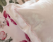 Drap de lit plat + 2 taieq 65x65 cm 100% coton percale roses et feuillages