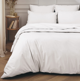 Duvet cover + pillowcase 100% pure white percale cotton easy care