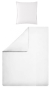 Housse couette + taie 100% coton percale uni blanc, 80 fils/cm², easy care