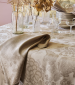Serviette table 53x53 cm Fleurs beige 52% coton & 48% lin damassé jacquard