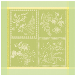 Serviette 53 x 53 cm, zarte grüne Blumen, 100 % Baumwoll-Jacquard, 245 g/m²