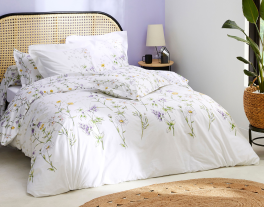 Duvet cover + pillowcase 100% cotton flowers drawing