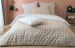 Bettbezug + Kissenbezug 100 % Perkal-Baumwolle, beige und weiß kariert