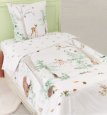 Duvet cover + pillowcase Forest animals 100% cotton percale