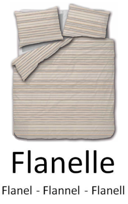 Bettbezug + Kissenbezug  beige/orangefarbene Linien 100% Baumwoll-Flanell