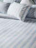 Bettbezug + Kissenbezug 65x65 cm 100% Baumwolle Blau/weiße Linien