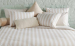 Bettbezug + Kissenbezug 65x65 cm 100% Baumwolle beige/weiße Linien