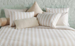 Duvet cover + pillowcase 65x65 cm 100% cotton  beige/white lines