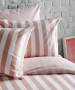 Bettbezug + Kissenbezug 65x65 cm 100% Baumwolle trendige rosa und weiße Linien