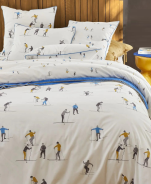 Reversible duvet cover + pillowcase 65x65 cm 100% cotton percale Skiers