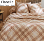 Duvet cover + pillowcase 65x65 cm 100% cotton flannel beige/brown/white grid