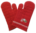 2 Kitchen glove 17x33 cm in red cotton with embroidered Chalets