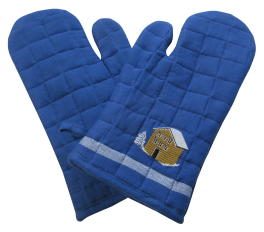 2 Kitchen glove 17x33 cm in blue cotton with embroidered Chalets